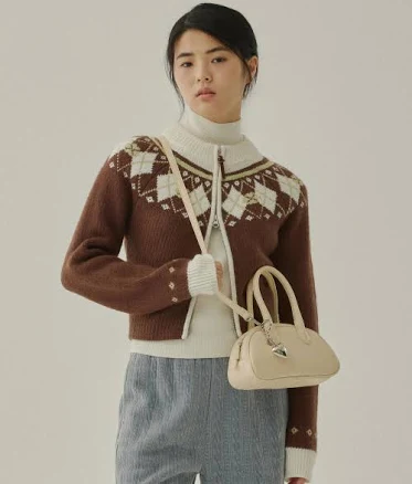 COVERNAT WOMAN Women's Nordic Zip-Up Knit Cardigan