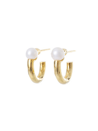 Silhouette Pearl Hoop Earrings
