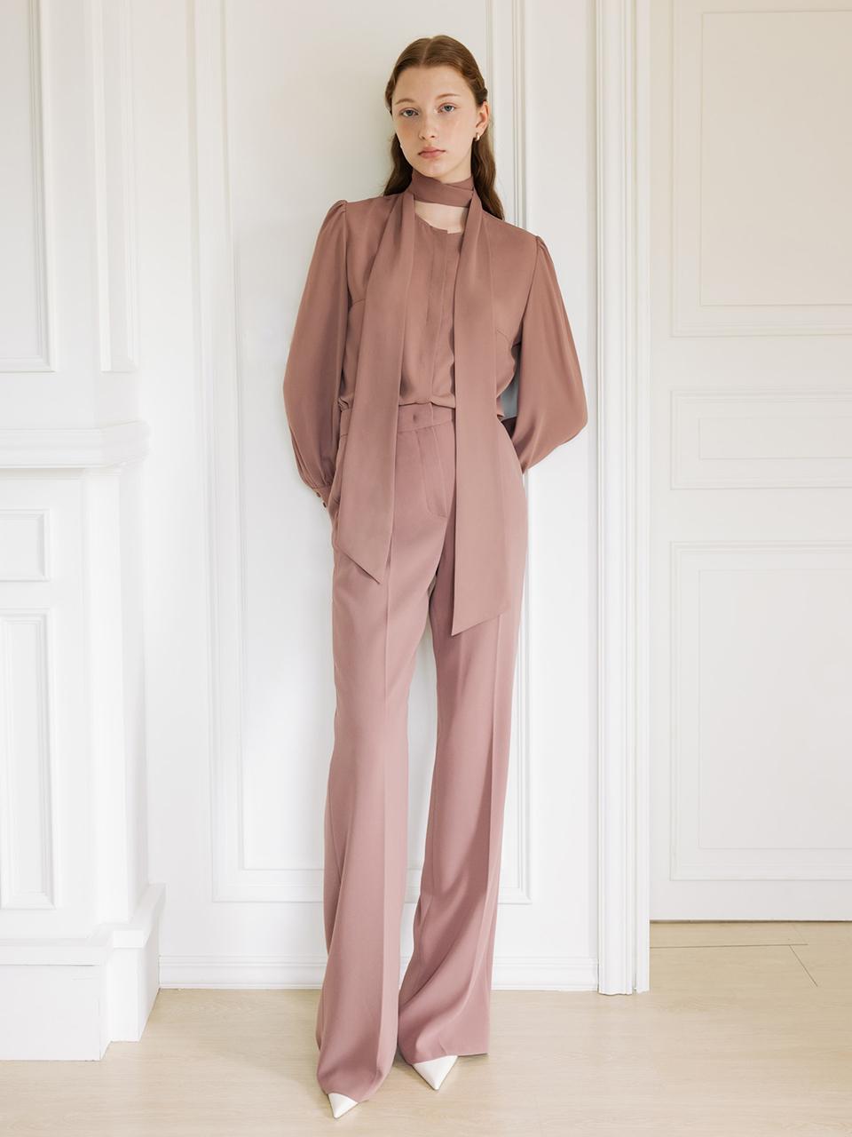 LUX Semi wide straight trousers [Coco Brown]