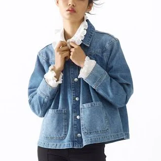 H&M Ladies Oversized Pleated Denim Jacket