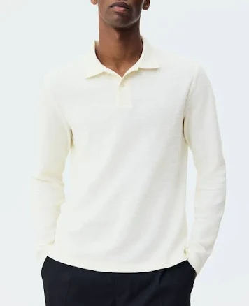 H&M Men's Slim-Fit Long-Sleeved Polo Shirt