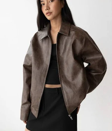 OAK + FORT Vegan Leather Bomber Jacket