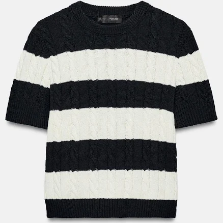 Zara Cable Knit Striped Jumper
