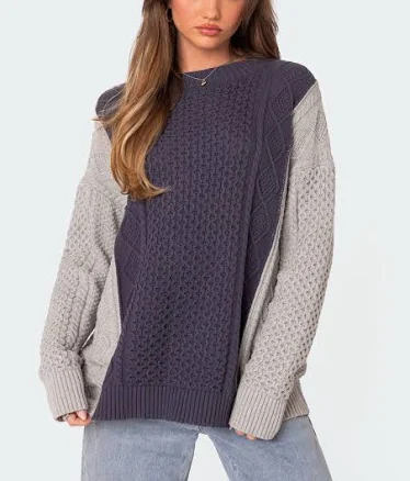 EDIKTED Women's Cable Knit Oversized Sweater Dress