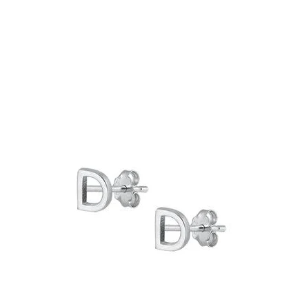 Sterling Silver Initial D Stud Earrings