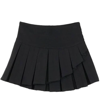 Unbalanced Pleated Mini Skirt