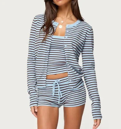 Edikted Women's Lillian Striped Button Up Knit Cardigan