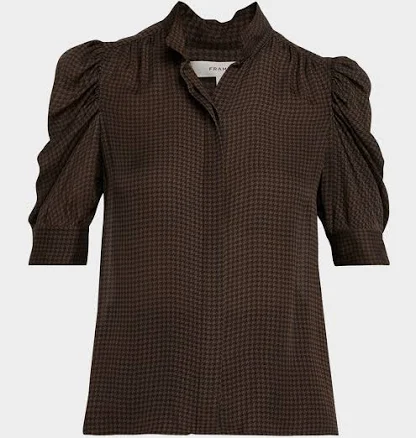 FRAME Women's Gillian Houndstooth Silk-Satin Shirt