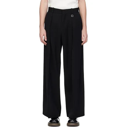 Men's Wool-Blend Two Tuck Wide Trousers