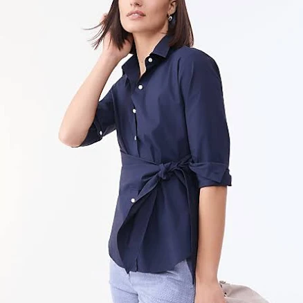 Ann Taylor Women's Tie Waist Button Down Shirt