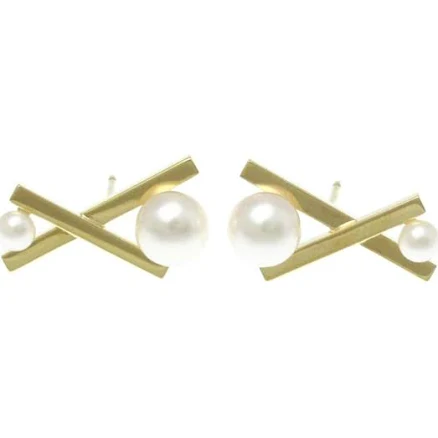 Tasaki 18kt Yellow Gold Akoya Pearl and Diamond Stud Earrings