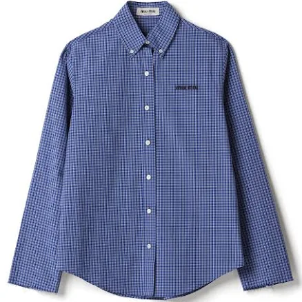 Miu Miu Blue Cotton Women Pattern Shirt