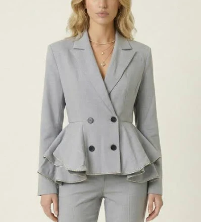 Modenaire Women's Double Breasted Tailored Peplum Blazer