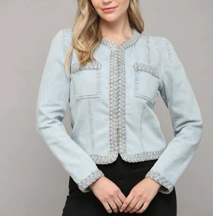 Braided Trim Denim Jacket