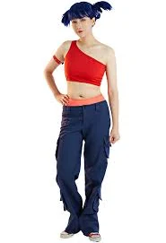Fairy Club Musa Cosplay Costume One-Shoulder Short Crop Top and Trousers with Armband and Panty