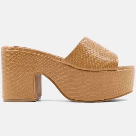 SHUSHOP Women's Giza Snake Embossed Platform Slide Sandals