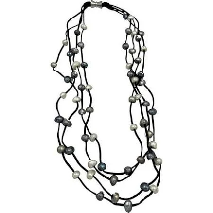 Suzannes Jewelry Multi-Strand Freshwater Cultured Pearl Necklace with Magnetic Closure