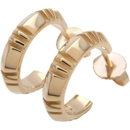 Tiffany & Co Atlas X Hoop Earrings K18 750YG Yellow Gold