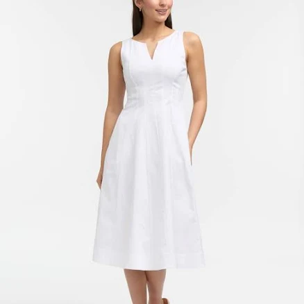 Ellen Tracy Women's Sleeveless Paneled Stretch Cotton Midi Dress