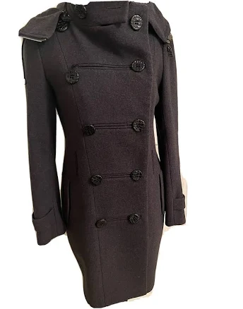 Rmeo Designer Gray Coat Jacket Double Breasted Hooded Wool