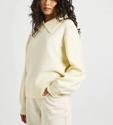 Boohoo Women's Oversized Soft Knit Jumper with Collar Detail