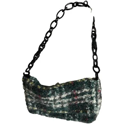 Angela Caputi Bouclè Wool Tartan Shoulder Bag