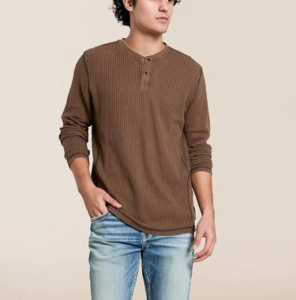 Buckle Men's Cotton Waffle Knit Henley