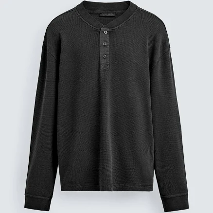 Zara Men's Waffle Knit Henley Shirt