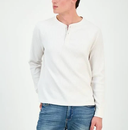 Sun + Stone Men's Thermal Waffle-Knit Henley Shirt
