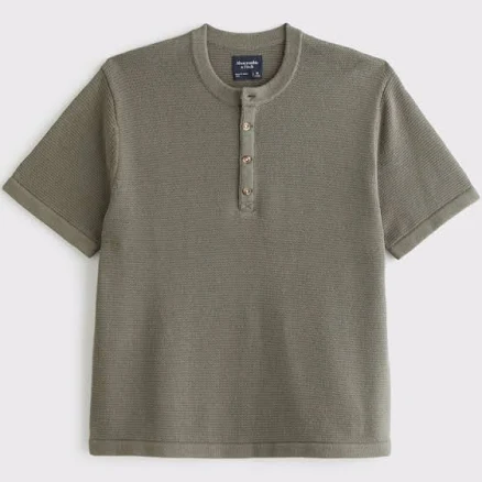 Abercrombie & Fitch Men's Cotton Knit Henley Tee