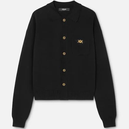 Versace Men's Cashmere-Cotton Knit Polo Cardigan