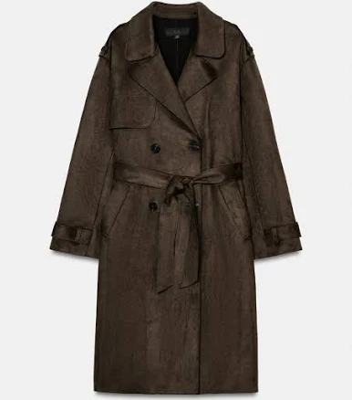 Zara Long Suede Trench Coat