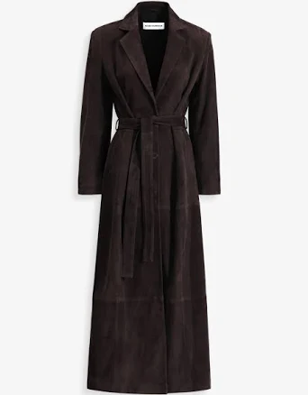 Nour Hammour Vesper Belted Suede Coat