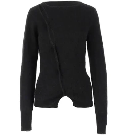 Pau Asymmetric Knitted Cardigan In Black