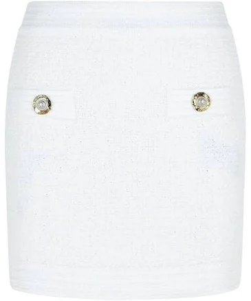 Balmain Button Embellished Tweed Mini Skirt - FR40