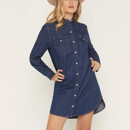 Wrangler Women's Long Sleeve Western Denim Shirt Dress