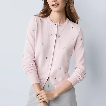 Ann Taylor Women's Crystal Embellished Ann Cardigan