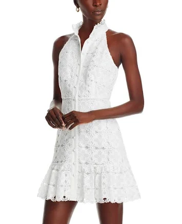 AQUA Women's Lace Mini Shirt Dress