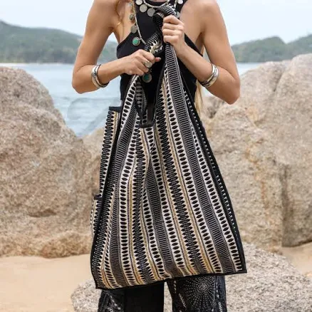 Kaia Tribal Onyx Cotton Hobo Bag