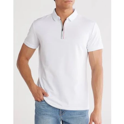T.R. Premium Men's Slim Fit Stretch Zip Polo