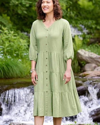 Ella Simone Triple-Tier Cotton Gauze Midi Dress