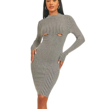 Balec Group Long Sleeve Stripe Midi Dress