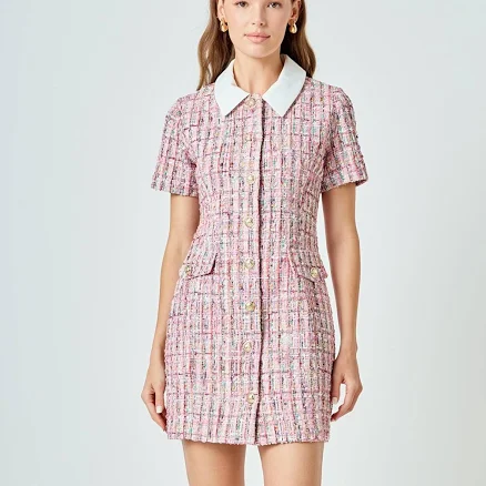 Endless Rose Tweed Short Sleeve Dress
