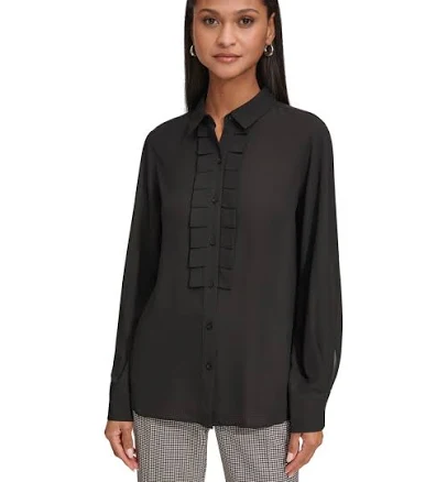 KARL LAGERFELD Women's Ruffled Long Sleeve Blouse