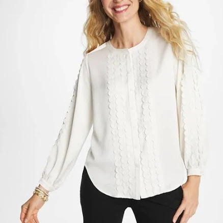 Chico's Women's Laser Cut Crinkle Blouse