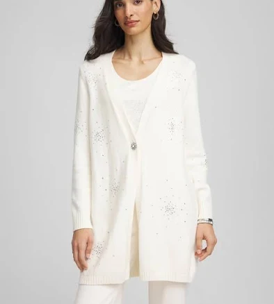 Chico's Women's Rhinestone Embellished Cardigan Sweater