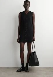 Merino Wool Buttoned Shift Mini Dress