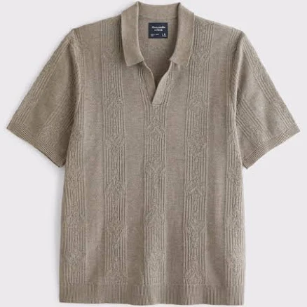 Abercrombie & Fitch Men's Textural Striped Johnny Collar Sweater Polo