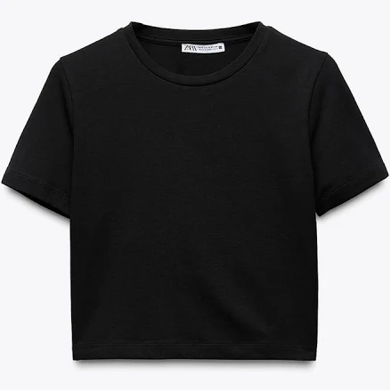 Zara Women's Cropped Stretch T-Shirt