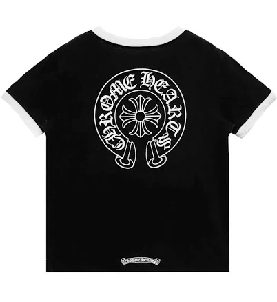 Chrome Hearts 빈티지 블랙 스크롤 로고 반소매 티셔츠